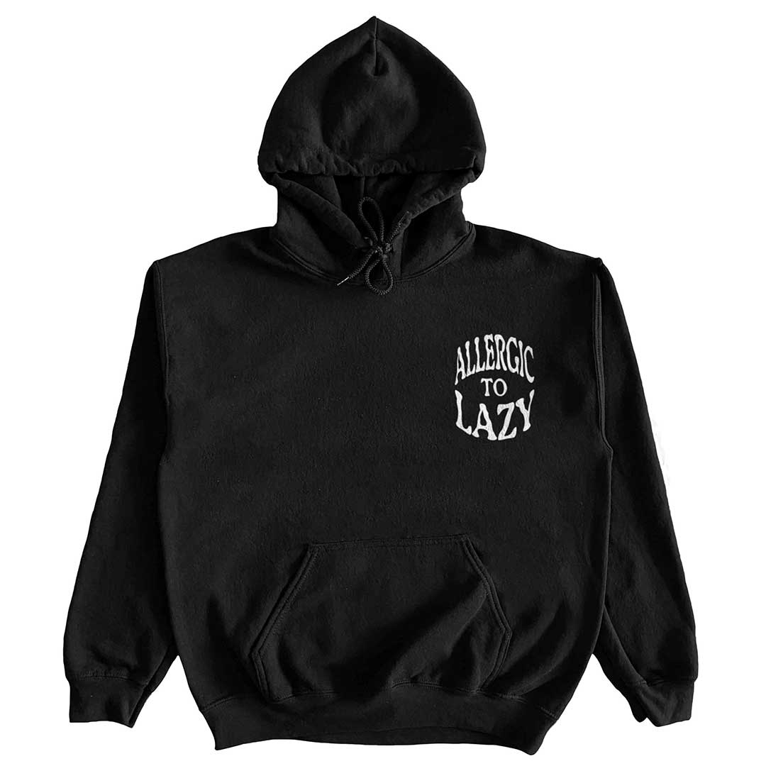 ALLERGIC TO LAZY HOODIE (BLACK/WHITE)